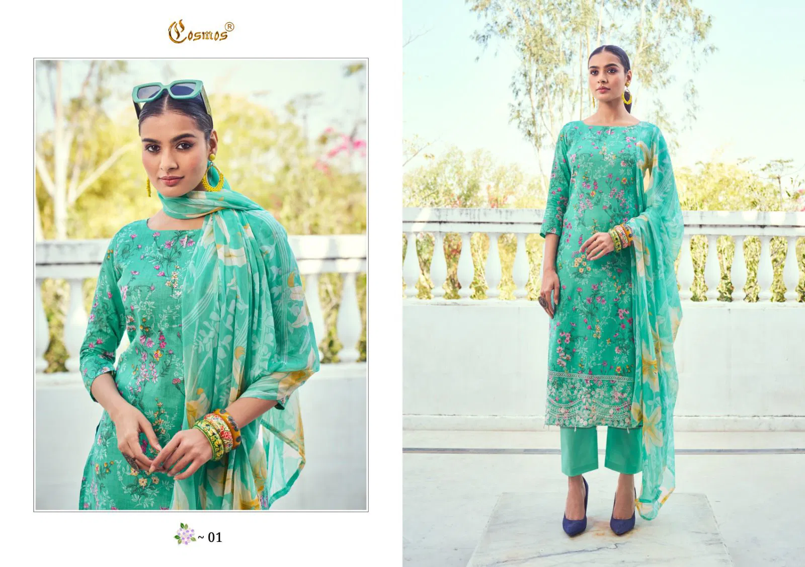 Cosmos Noor Printkari Cambric Cotton Suits Suppliers In India